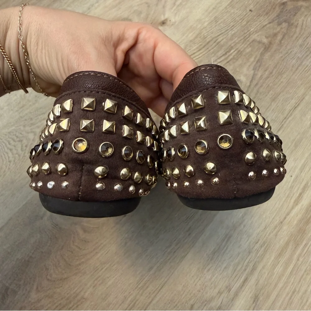 Gianni Bini Brown Studded Flats